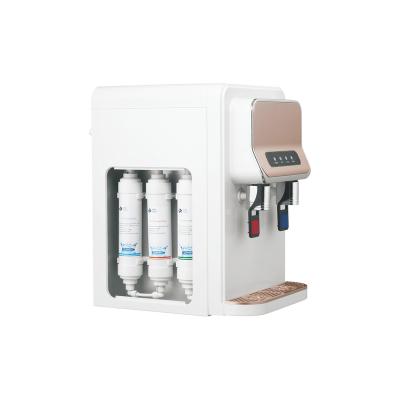 China Hotel New Arrival Korean Design Desktop Compressor Cooling Hot And Cold Water Dispenser With RO Filters for sale