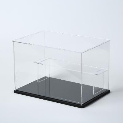 China Clear Acrylic Clear Plastic Package Box Toy Display Box Display Box With Lid Black Bottom 30*20*20cm for sale