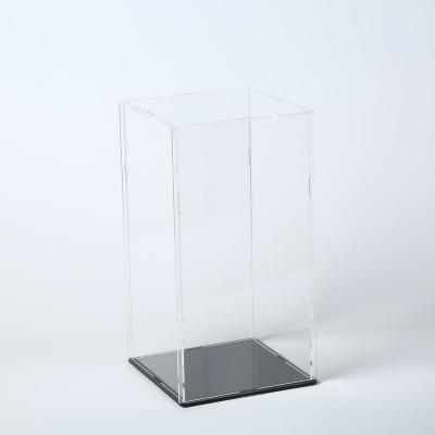 China 20*20*40cm Fixed Removable Clear Acrylic Cube Box Organizer Stand Showcase In Rubber Band Showcase Countertop for sale