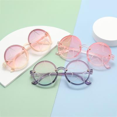 China Fashion Sunglasses New Design Cute Children's Round Sunglasses Five Star Engraved UV Protection for sale