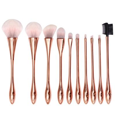 China Angular blush 10pcs makeup brush set rose gold base brush makup brush set makeup for sale