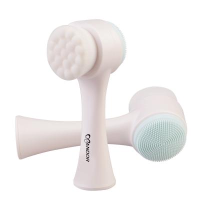 China 2 in1 face clean holding synsthetic silicone facial brush facial cleansing kit for women for sale