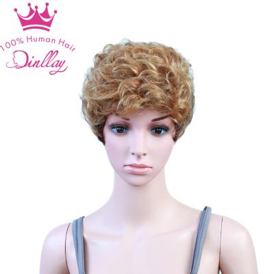 China Silky Straight Wigs Wholesale Virgin Hair Machine Wave Color Hair Short Curly Natural Hair Wig Vendors for sale