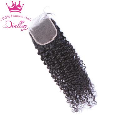 China HD Water Wave 4x4 Lace Closure Curly Transparent Swiss Hair Pre Plucked With Baby Hair Lace Closure Seller for sale