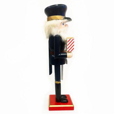 China New Christmas Gift Blue 36cm Durable Wooden Nutcracker Nutcracker Home Decoration for sale