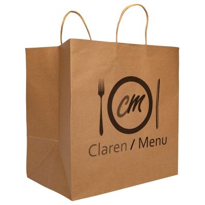 China Recyclable Custom Brown Recyclable White Kraft Paper Logo Printed Shopping Bag With Flat Paper Handles for sale