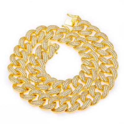 China High Quality Iced Out Cuban Chain Moissanite Bracelet Chain Diamond Cuban Chain Necklace for sale