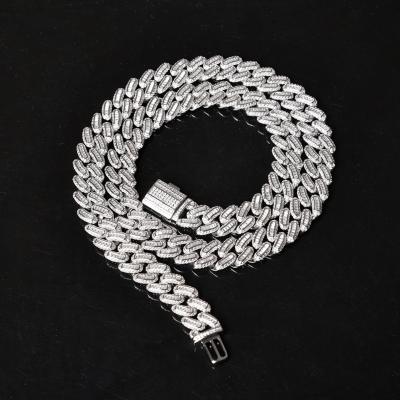 China High Quality 12mm Width Cuban Link Chain 3A+CZ Cuban Link Chain Iced Out Cuban Link Necklace Men for sale