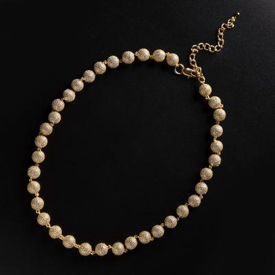 China Hops Wholesale Round Cuban Chain Jewelry Hip Bling Bling Cuban Link Chain High Quality Pearl Cuban Chain Necklace for sale