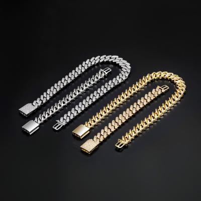 China Hiphop 18k Yellow Gold Necklace Diamond Rough Cuban Link Chain Silver Cuban Chain Jewelry for sale