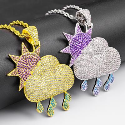 China FASHIONABLE Retro Tennis Pendant Necklace Sun Diamond Zircon Crystal Cloud Pendant With Chain for sale