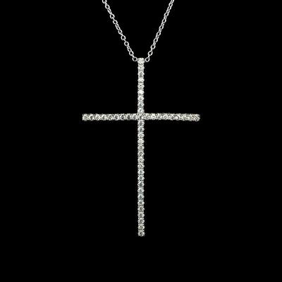 China High Quality Micro Diamond Christian Religion Jewelry Gold Chain CZ Pave Cross Pendant Necklace for sale