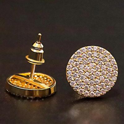 China Other European and American Popular Hip Hop Around Full Diamond Earring Jewelry Set Micro Zircon Earrings Hip Hop Earrings for sale