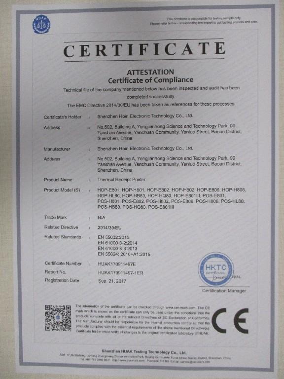 CE - Shenzhen Hoin Electronic Technology Co., Ltd.