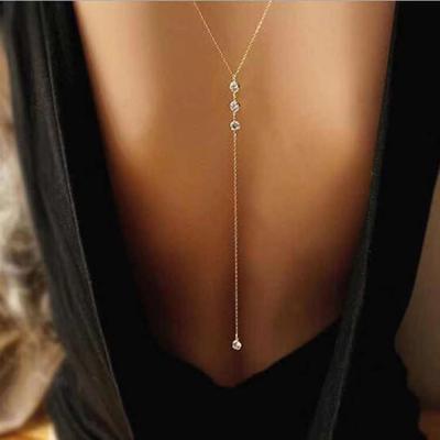 China 2021 summer high quality brass tassel body chain dangling sexy chic zircon bikini beach enviroment friendly charming long for sale