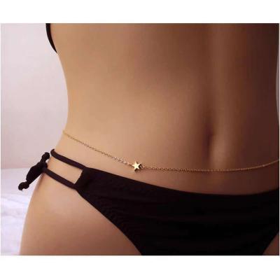 China Environmentally Friendly Beach Jewelry Waterproof Sexy Body Chain Jewelry 18K Gold Rope Chain Belly Chain for sale