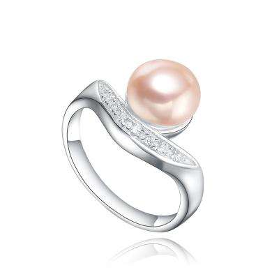 China TRENDY Jewelry Women Engagement Party Rings 925 Sterling Silver Pink Freshwater Pearl Ring for sale