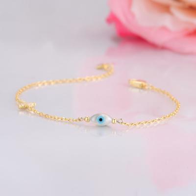 China Jewelry Factory Wholesale 925 Sterling Silver Cubic Zirconia Gold Bracelet Women Plated Evil Eyes Cross Bracelet for sale