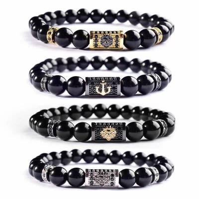 China 2022 fashion designer charm women's logo jewelry gift black unique luxury wholesale TRENDY hand beaded bracelet for men for sale