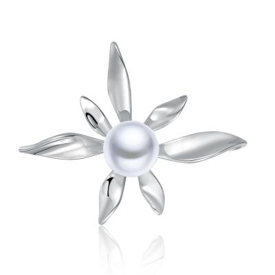 China High Quality Custom Freshwater Pearl 925 Sterling Silver Flower Brooch Designer Fashion Elegant Women Jewelry for sale