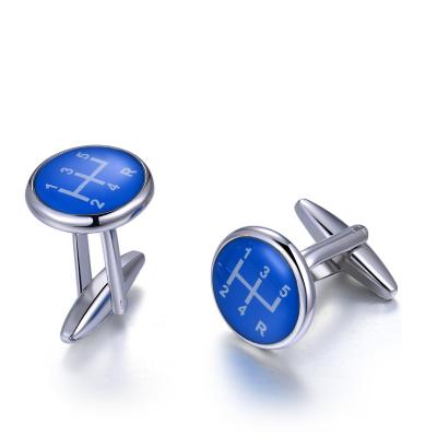 China Factory Wholesale Fashion Business Mens Jewelry Quality Brass Plated Blue Rhodium Cufflinks for sale