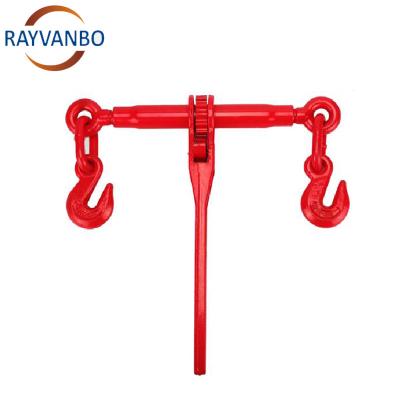 China Construction Works Red Color Heavy Duty Lifting Drop Forged Ratchet Type Lever G80 G100 Load Binder With Chain for sale