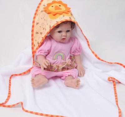 China Soft 100% Cotton Child Safe and Cute Animal Baby Blanket with Hooded Towel for sale