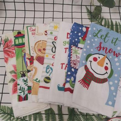 China Kitchen Towel Cotton Face Towel Christmas Child Safe Printed Towels 035 for sale