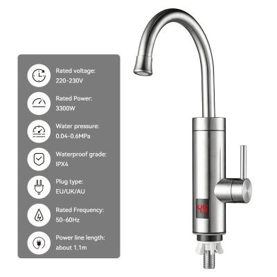 China Kitchen 3300W Instant Hot Water Heater Tap With Temperature Display for sale