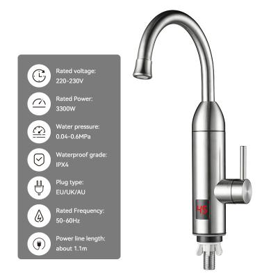 China 3300W Instantaneous Electric Heating Water Tap With LED Display 360 Degree Rotation For Kitchen for sale