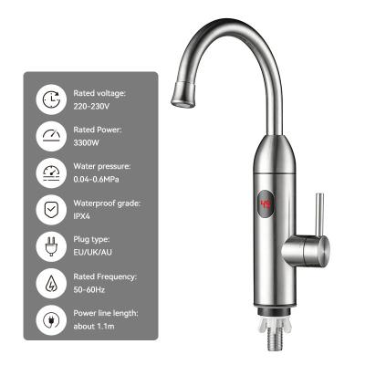 China 304 Stainless Steel 220-230V 3300W Electric Kitchen Instant Water Heater Tap for sale