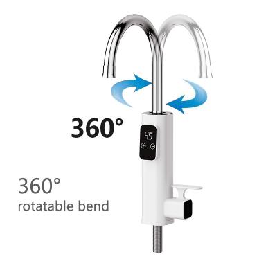 China ABS Material 360 Deg Free Rotation Electric Hot Water Tap Bathroom Kitchen 3300W Power for sale