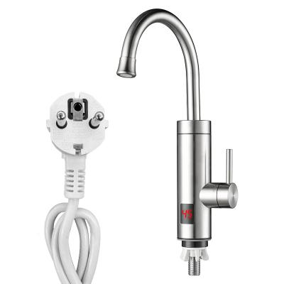 China EU Plug Instant Electric Hot Water Tap Stainless Steel Kitchen Water Heater Tap for sale