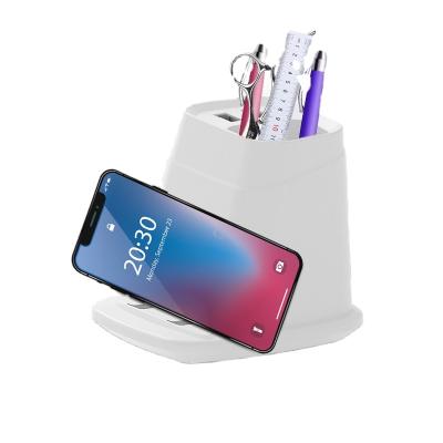 China LED Indicator QI Fast Wireless Phone Charger Stand, Trending Product 2019 OEM Wireless Charger With Pen Holder for sale