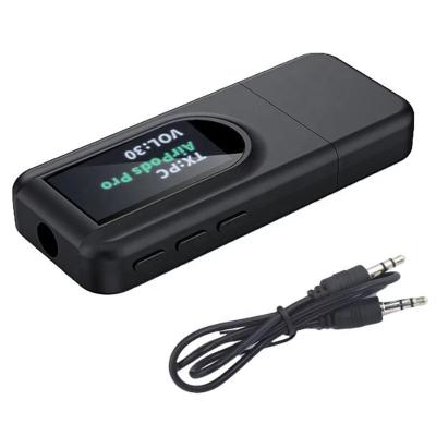 China Multifunctional 5.0 Audio Transmitter Receiver with OLED Display 2-IN-1 Mini Wireless Adapter 3.5mm Jack AUX. for TV headphone car for sale