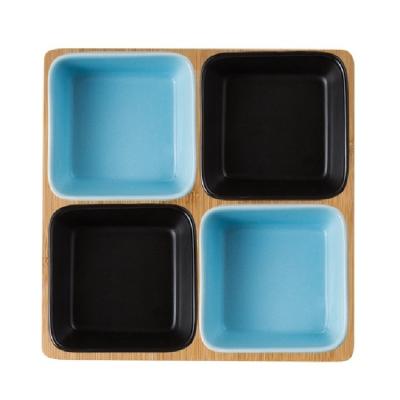 China Viable ceramic dry ceramic snack dish creative household snack dish bamboo and wooden compote fruit dish dessert dish for sale