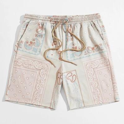 China anti-wrinkle low moq summer custom shorts drawstring waist paisley printed mens board shorts for sale