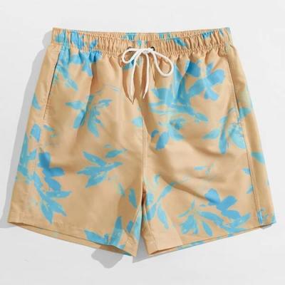 China Anti-Wrinkle OEM Service All Over Size Mens Swim Trunks Floral Print Logo Polyester Custom Shorts Drwastring Swim Shorts for sale