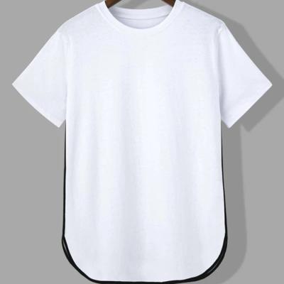 China Custom Anti-Shrink Contrast Binding Round Neck Short Sleeve Men's T-shirt Plain White T-Shirts for sale