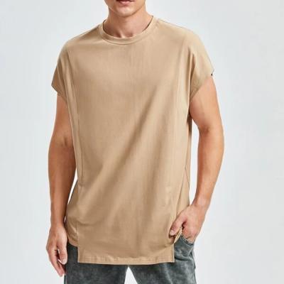 China Factory Clothing Dongguan Simple Blank T-shirt Immersion Crew Neck Men's Asymmetrical Basic Anti-Shrink Edge T-shirt for sale