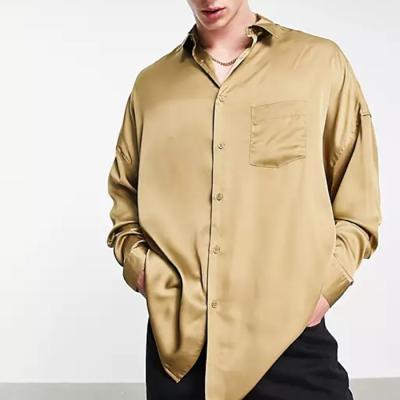 China Clothing factory OEM anti-pilling custommen sleeve long plain shirt soft touch oversized shirts for men casual for sale