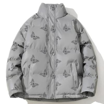 China New Design Heavy Weight Reversible Mens Jacket Winter All Over Butterfly Printed Mens Coats Stripper Jacket for sale