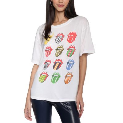 China Anti-Wrinkle Ladies Round Neck Custom White Tee Printed Graphic T-Shirts for sale