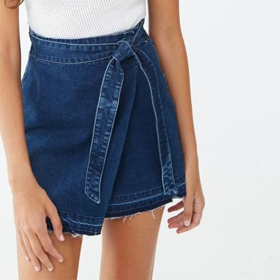 China 2019 New style mini self belt anti-static high quality denim women jeans custom made skirts for sale