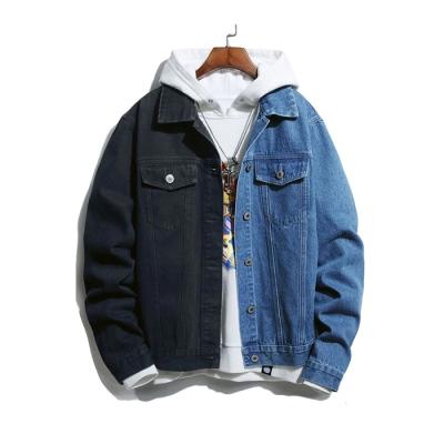 China Hot Selling Custom Made Mens Clothing Reversible Two Tone Color Block Long Sleeves Non Exhaust Denim Jackets Men for sale