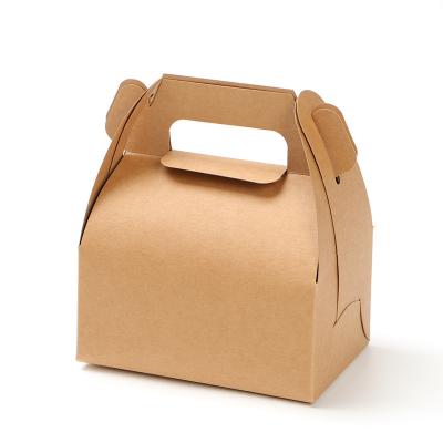 China Disposable Custom Brown Kraft Paper Cardboard Cup Cake Packaging Boxes With Handle for sale