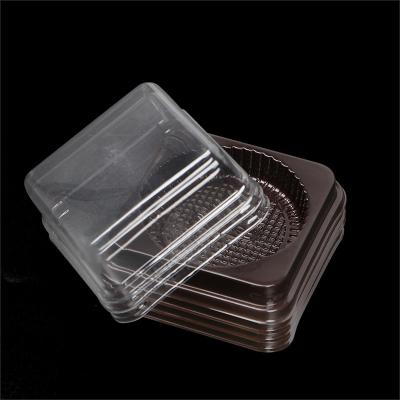 China Disposable Wholesale Pet Plastic Square Black Blister Packaging Box Mooncake Packaging Box Container Holder Moon Cake Tray for sale