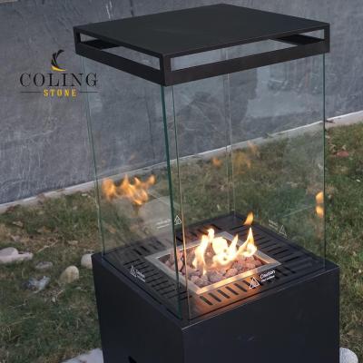 China CG902-1 Stocked 16.5 Inch In Black Propane LPG Square Fire Cube Pit Outdoor Fire Pit Firepit for sale