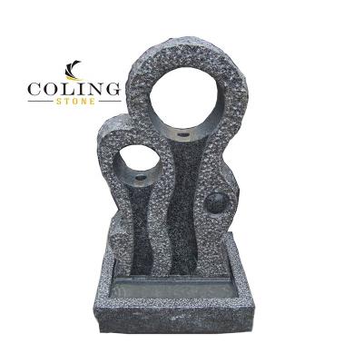 China Modern Water Feature Dark Gray Granite Water Fountain With Basin Waterfall Fountain Water Features for sale