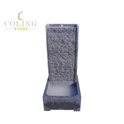 China Modern Dark Gray Water Fountain With Water Basin Features Water Falling Fountain Indoor Decorative for sale